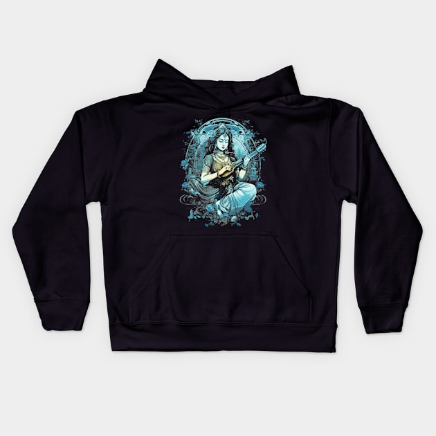 Sarasvati - The Goddess of Knowledge and Wisdom Kids Hoodie by Quick Beach